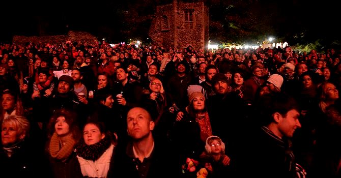 Guy fawkes people enjoying the fireworks display